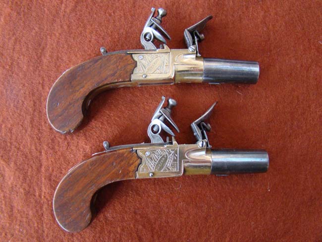 A nice pair of SCOTTISH flintlock pocket pistols by Henderson of Paisley circa 1790-1800